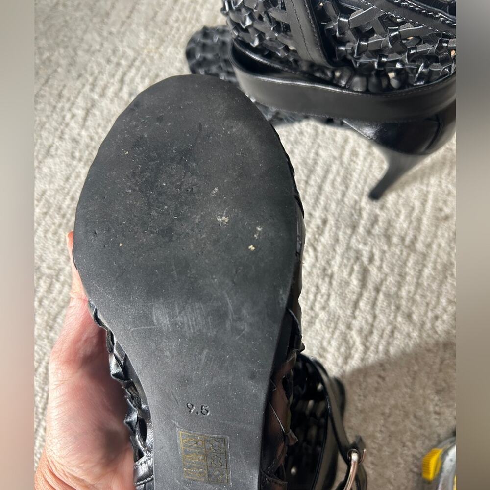 Free People Jeffrey Campbell Loom Cage Knot Block Heel Boot Black Leather 9.5 - Picture 7 of 9